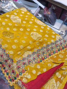 Yellow Embroidered Saree (Issue)
