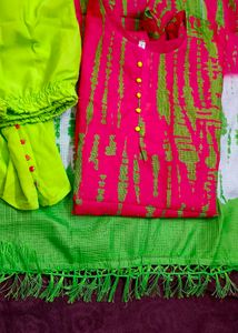 Pink &amp; Green Tie-Dye Salwar Kameez.