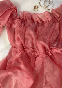 Chic Pink Ruffled Off-Shoulder Top