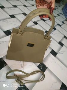partywear stylish olive green hand bag with belt