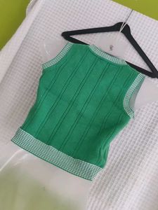 Green Knit Sleeveless Top