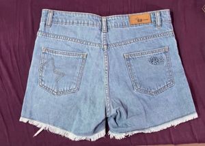 Womens 5 Pocket Distressed Shorts_Blue_26