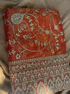 Red Embellished Saree