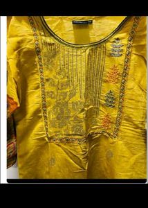 Yellow Embroidered Kurti
