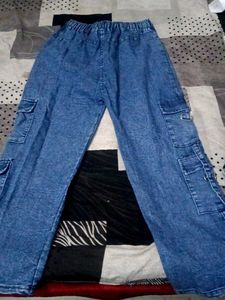 Blue Denim Cargo Pants
