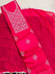 Embroidered Salwar Kameez Suit - Hot Pink