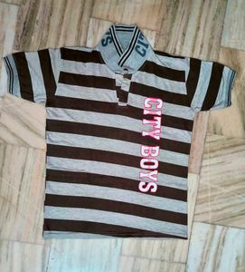 Boys Stripes Collar T-Shirt Half Sleeves