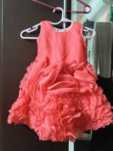 Coral Ruffle Party Dress
