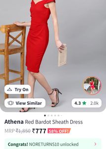 Sale !!!Athena Red Off Shoulder Dress