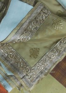 Saree (White, Beige)