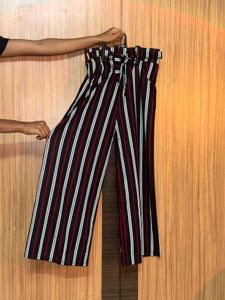 Striped High-Waisted Wide Leg Pants