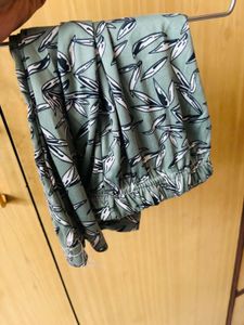 Sage Green Leaf Print Top