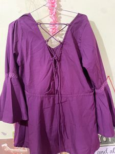 Bell Sleeve V-Neck Top