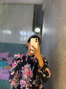 Floral Smocked Top with Puff Sleeves