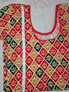 Red Patterned Strechable Blouse
