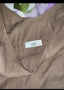 Linen Khaki Brown Top Women