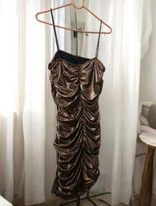 Price Dropped Metallic Ruched Party Hot Dress