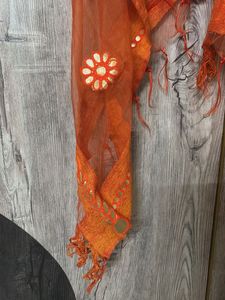 Orange Embroidered Dupatta
