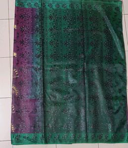 Green and Purple Banarasi silk Sari