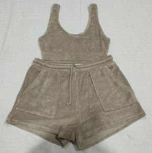 Tan Lounge Set: Top &amp; Shorts