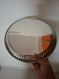 Om Engraved Steel Pooja Thali Free Incense Burner