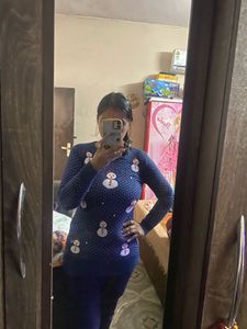 Snowman Print Pullover Sweater