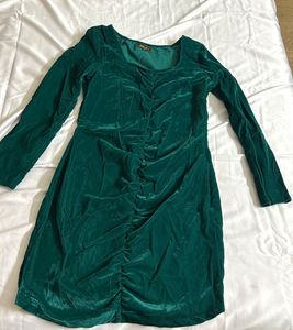 Emerald Green Velvet Mini Dress