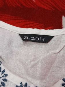 White Embroidered Zudio Top