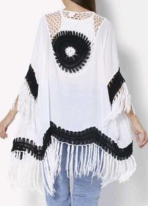 Women White And Black Longline Shrug
