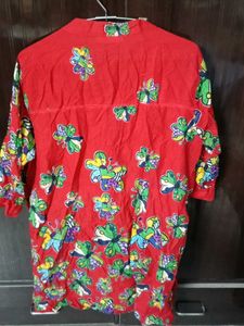 Red based Butterfly Theme Long Top