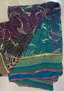 Shimmer Pattern Vintage Floral Print Saree