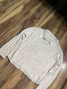 Cream Cable Knit Pullover Sweater