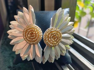 Handmade Beaded Golden Sunflower Earning
