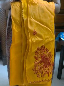 Yellow Red Saree
