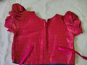 Pink Embroidered Sari Blouse