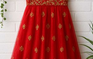Red Embroidered Girls Dress