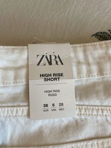 NEW ZARA White Denim Shorts