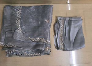 Elegant Silver Saree