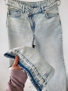 H&amp;M NEW Wrapover Waistband Straight Denim/EUR36