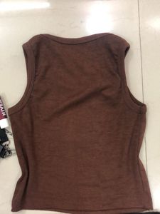 Aesthetic Ribbed Brown Tank Top