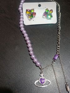 Korean Necklace With Earrings