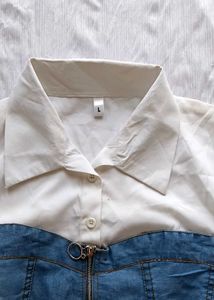 Chic Denim Corset Shirt – Stylish &amp; Trendy