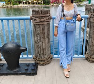 Beautiful Printed Blue Crop Top With Tying