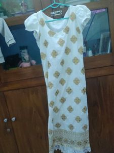White &amp; Gold Floral Dress