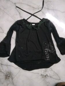 Black Bell Sleeve Top