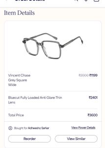 Vincent Chase Grey Square Eye Glasses