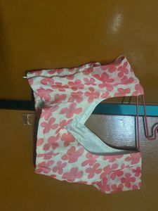 White Color With Pink Flowers Latest Printe Blouse
