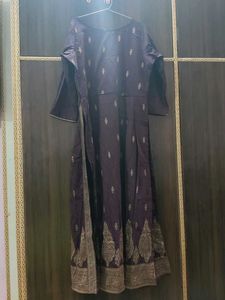 Elegant Purple &amp; Gold Printed Dress