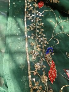 Rajputi chiffon New dark green Saree