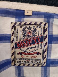 Blue Check Shirt Mufti Brand